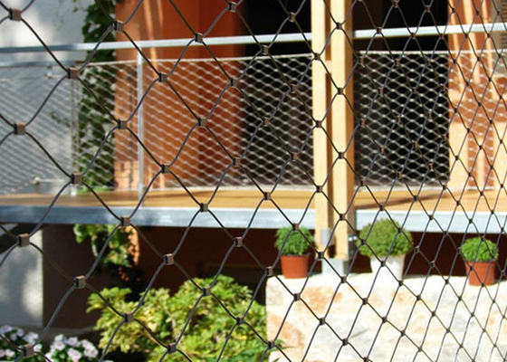 Maille flexible adaptée aux besoins du client de câble métallique d'acier inoxydable de balustrade pour le balcon avec le trou du millimètre 50*50 millimètre de l'olive 2,0