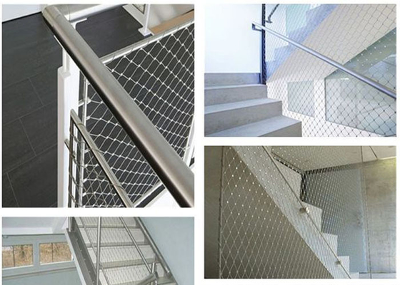 Escalier de câble d'Inox de la prévention 316 de chute prenant la corde au filet flexible Mesh Ferruled de solides solubles