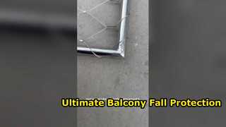 Balcon avec filet en corde inox encadré, filet antichute haute altitude, inox modulaire